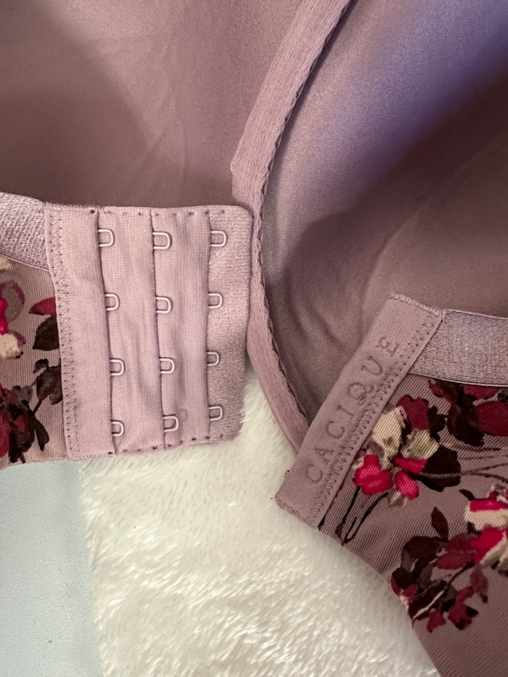 Cacique Bra Size 38H Underwire Floral Print Purple Pink Gray - Picture 4 of 4